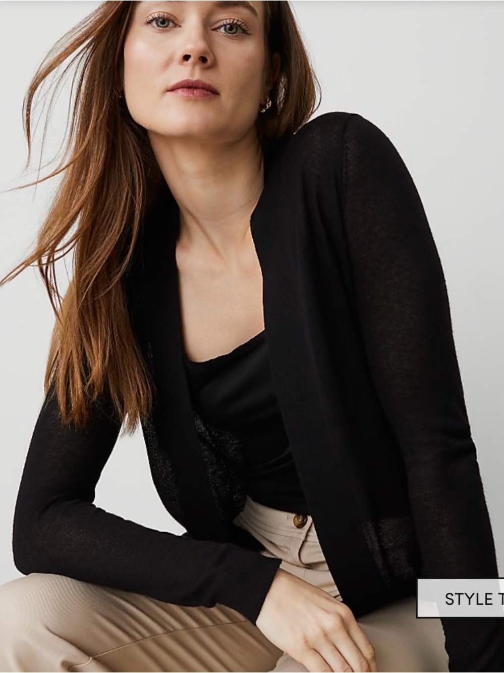 Ann Taylor Black Open-Front Lightweight Cardigan — NWT